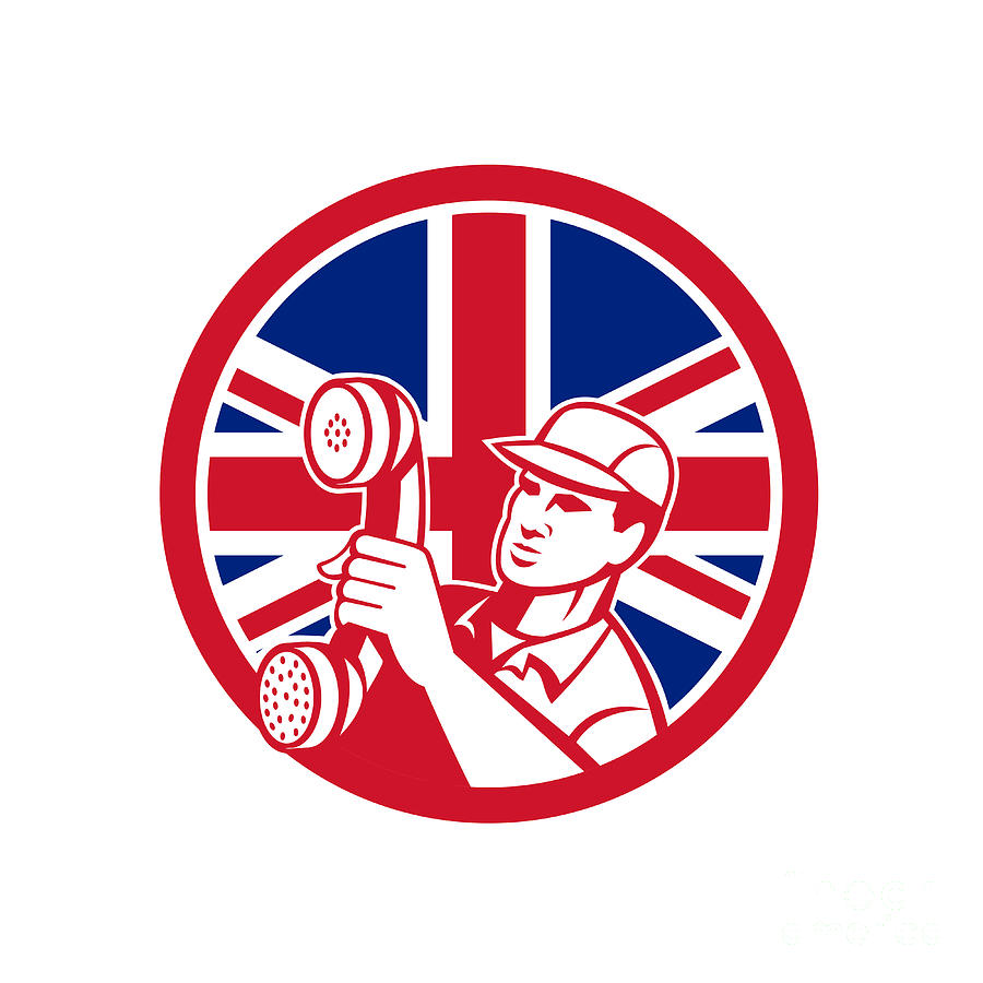 900x900 British Telephone Installation Repair Technician Icon Digital Art