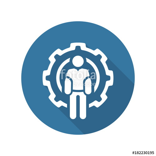 500x500 Technician Icon Man And Cog Wheel Engineering Symbol Stock