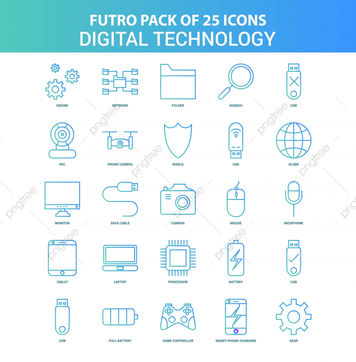 1200x1222 Green And Blue Futuro Digital Technology Icon Pack, Business