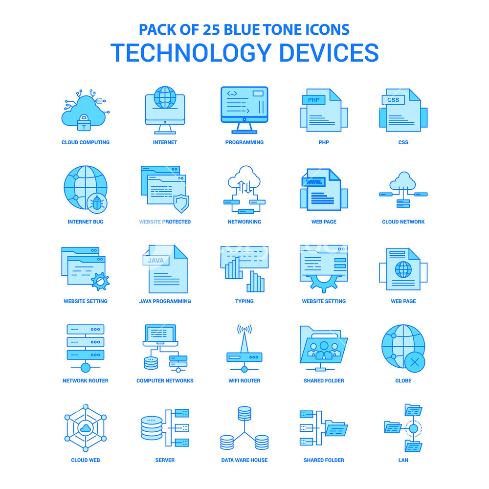 1000x1000 Technology Device Blue Tone Icon Pack