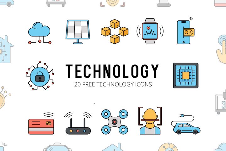 720x480 Technology Vector Free Icon Set
