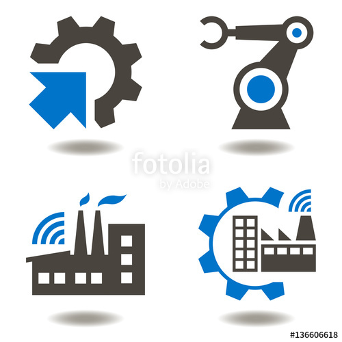 500x500 Industry Vector Icon Set Industrial Illustration