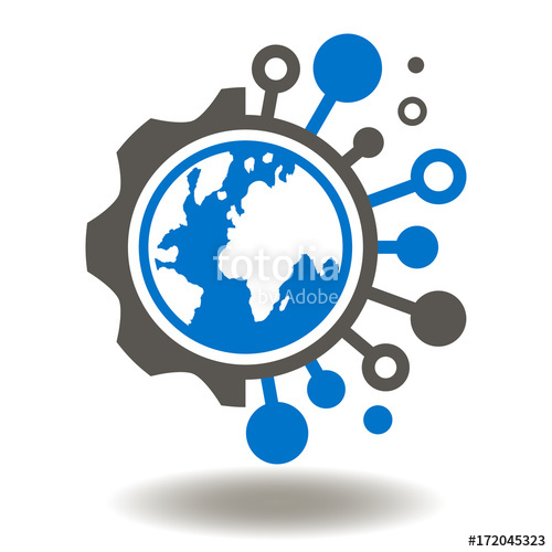 500x500 Tech World Icon Vector Globe Earth Network Connection Circuit