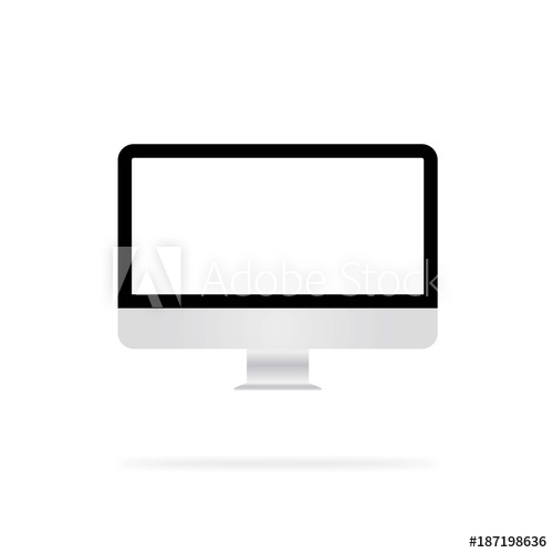 500x500 Desktop Computer Gadget Blank Screen Vector Icon Silver Pc Black