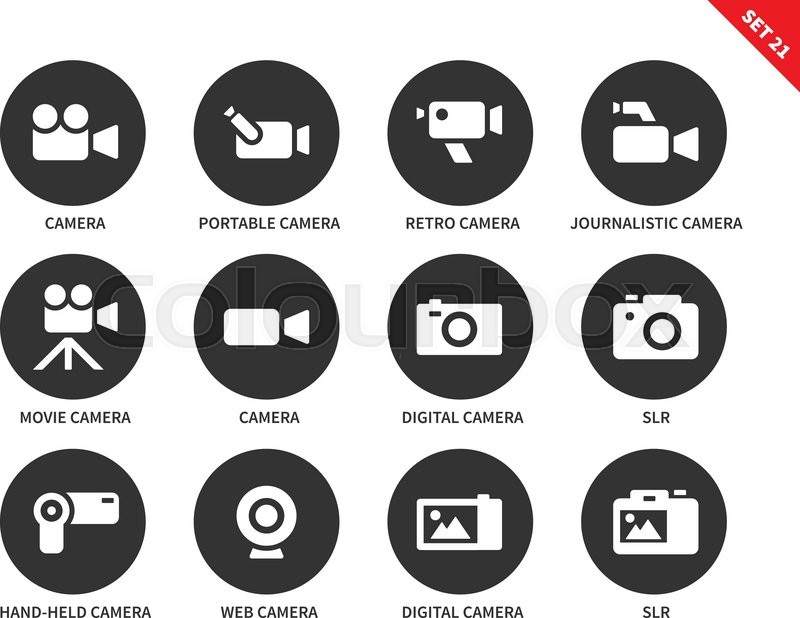 800x618 Camera And Technology Vector Icons Stock Vector Colourbox