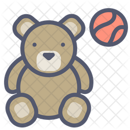 256x256 Teddy Bear Icon Of Colored Outline Style