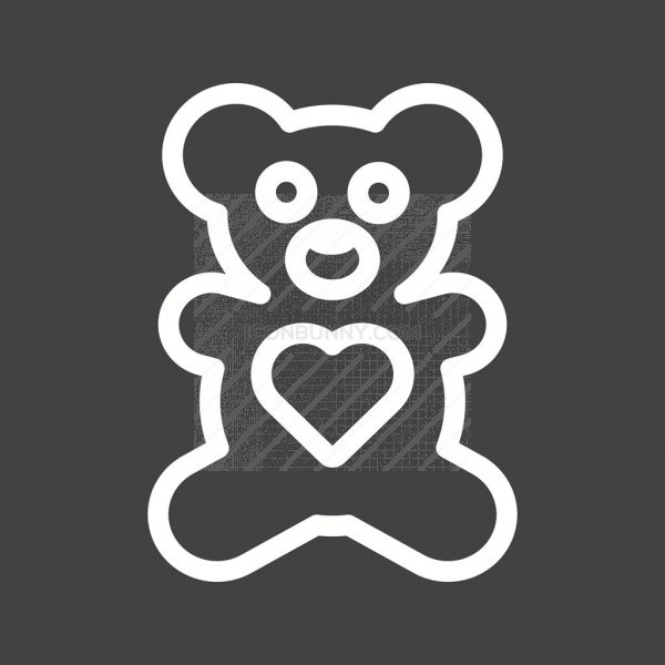 600x600 Stuffed Bear Line Inverted Icon