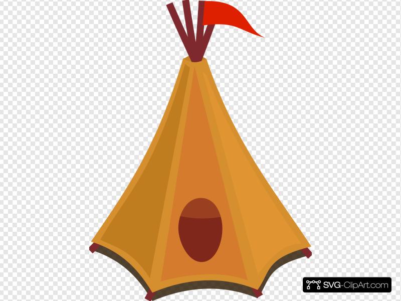 800x600 Cartoon Teepee With Red Flag Clip Art, Icon