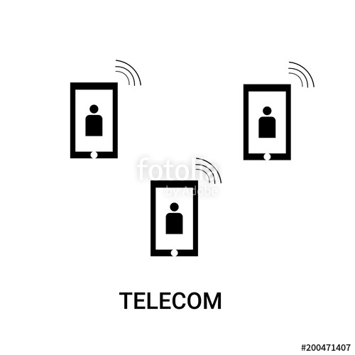 500x500 Telecom Icon On White Background, In Black, Vector Icon