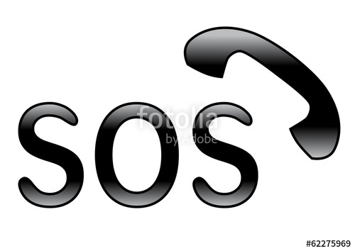 500x354 Schwarzes Sos Symbol Mit Telefon Icon Vektor Stock Image