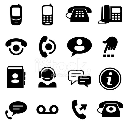 440x440 Telefon Icons Schwarze Serie Stock Vector