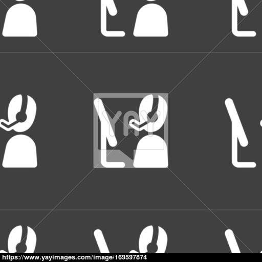 512x512 Telemarketing Icon Sign Seamless Pattern On A Gray Background