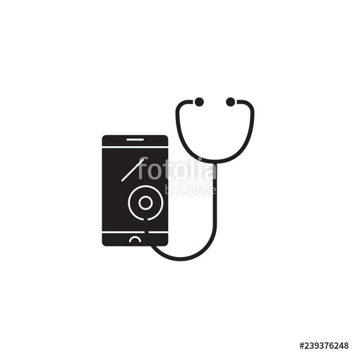 500x500 Telemedicine Black Vector Concept Icon Telemedicine Flat
