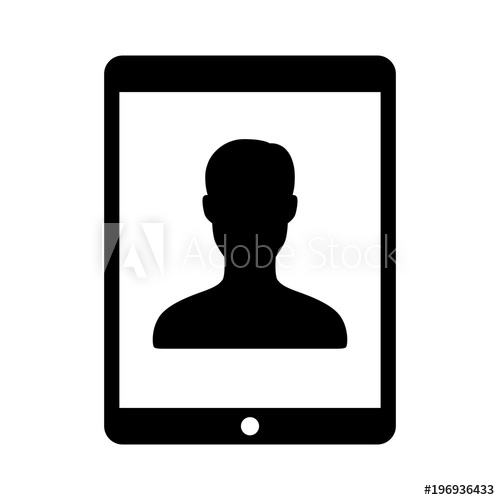 500x500 Video Chat, Video Conference Or Telemedicine On Tablet Flat Vector