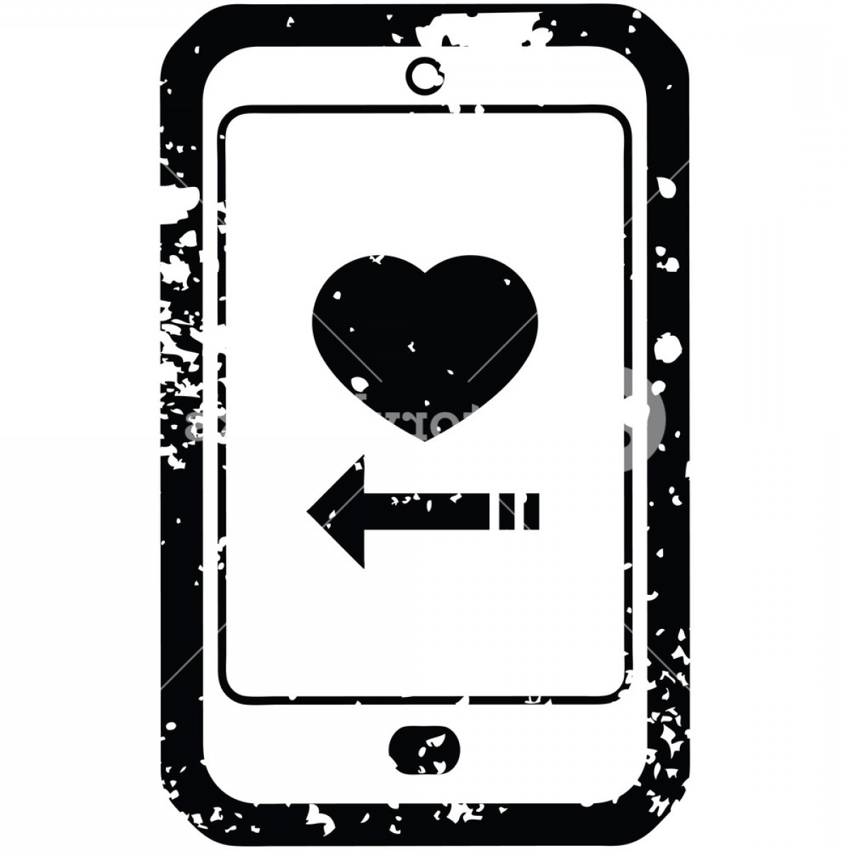 1200x1200 Distressed Effect Dating App On Cell Phone Graphic Vector
