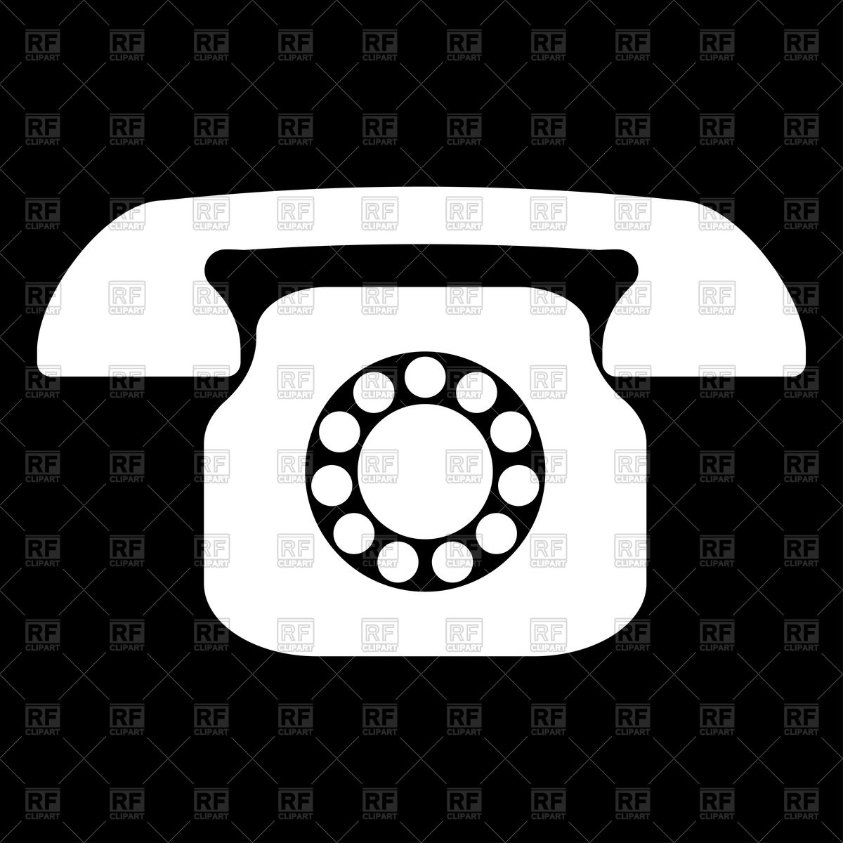 1200x1200 Retro Telephone Icon On Black Background Vector Image Of Icons