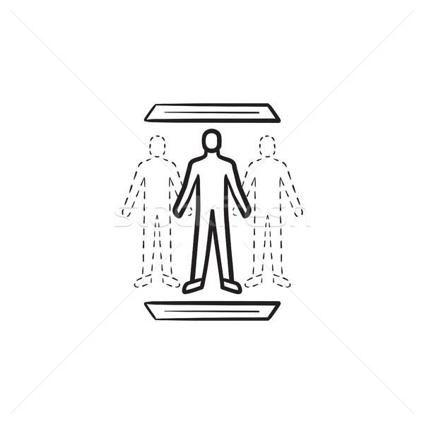 600x600 Human Teleportation Technology Hand Drawn Outline Doodle Icon
