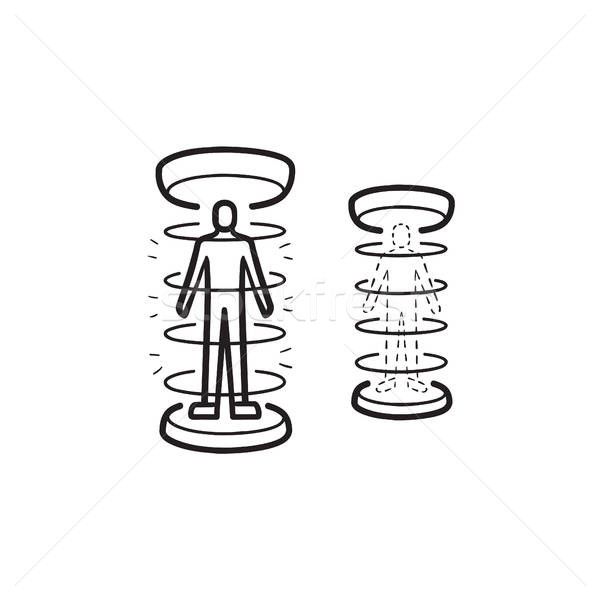 600x600 Human Teleportation Hand Drawn Outline Doodle Icon Vector