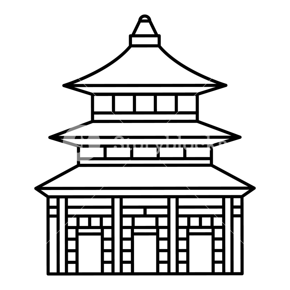1000x1000 Asia Temple Icon Outline Asia Temple Vector Icon For Web Design