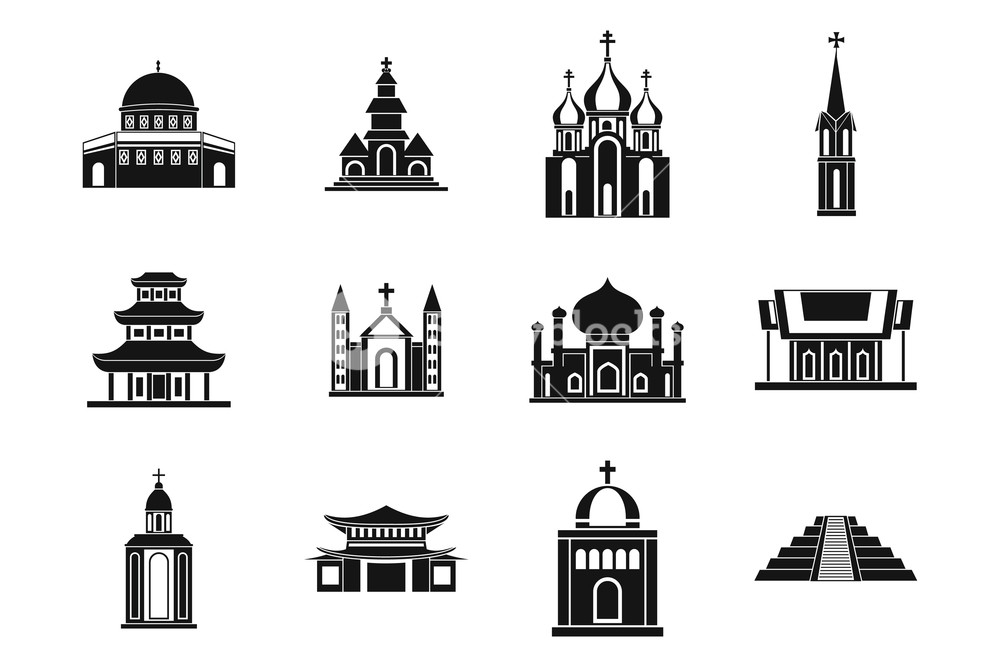 1000x667 Temple Icon Set Simple Set Of Temple Vector Icons For Web Design