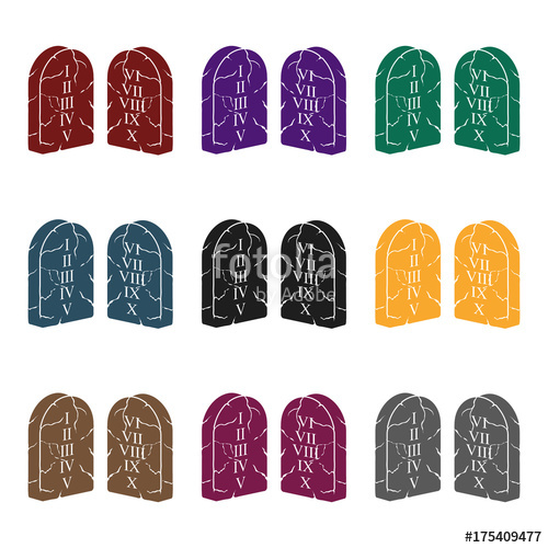 500x500 Ten Commandments Icon In Black Style Isolated On White Background