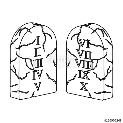 500x500 Ten Commandments Icon In Outline Style Isolated On White
