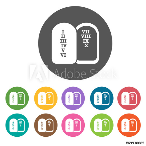 500x500 Ten Commandments Icons Set Round Colourful Buttons Vector I
