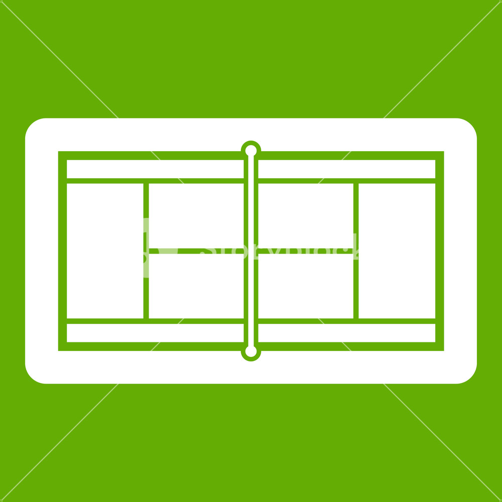 1000x1000 Tennis Court Icon White Isolated On Green Background Vector
