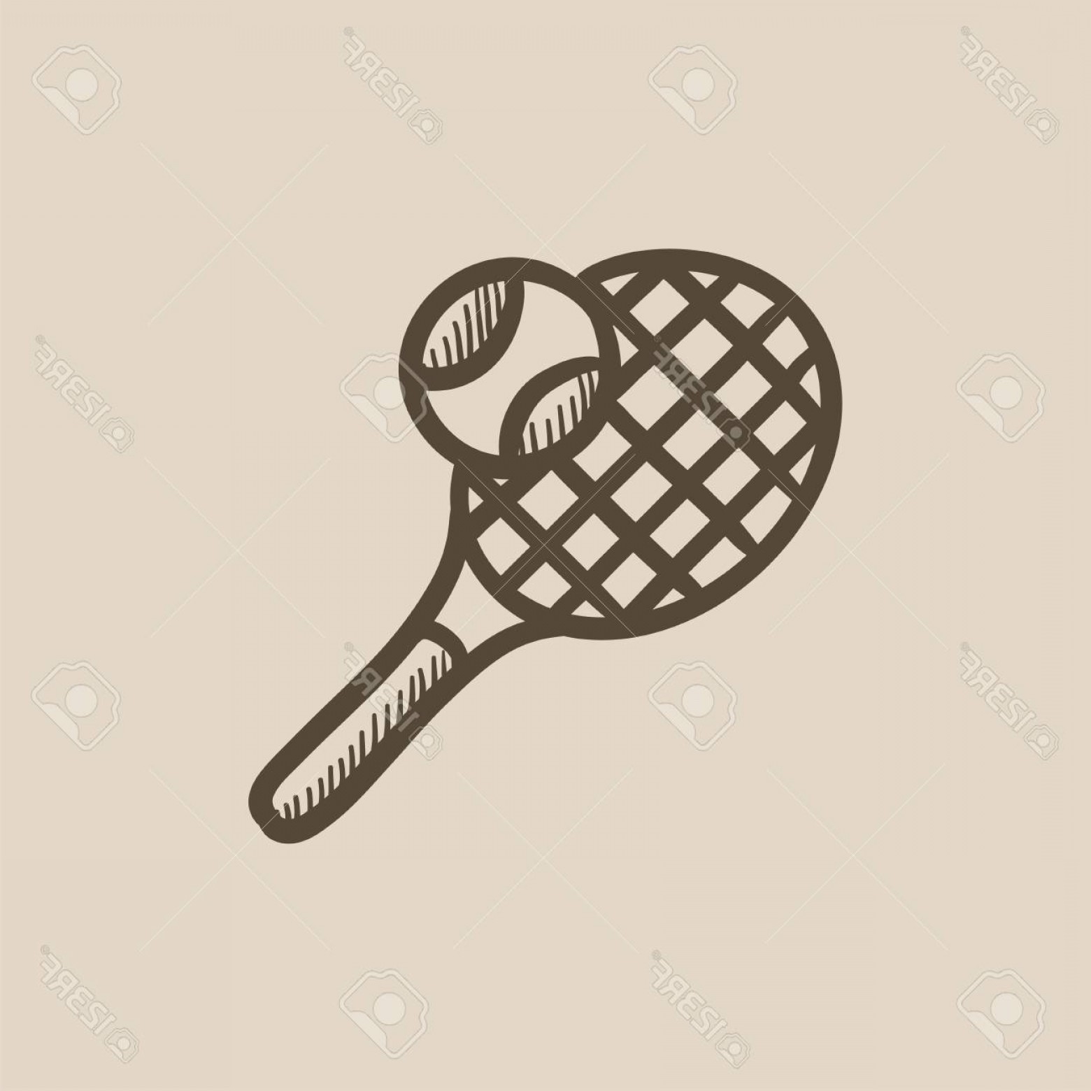 1560x1560 Photostock Vector Tennis Racket And Ball Vector Sketch Icon