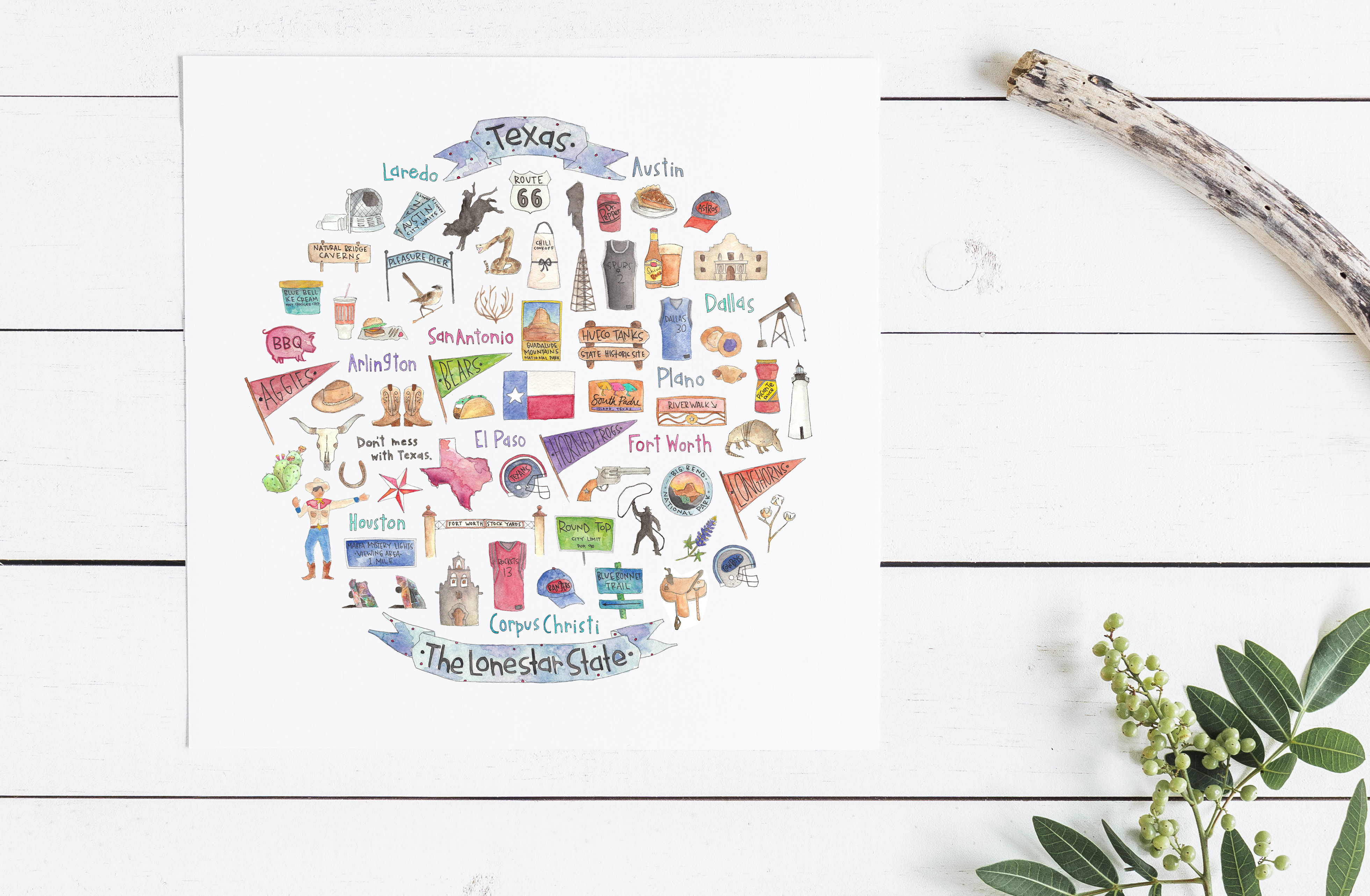 3920x2564 Texas Icon Watercolor