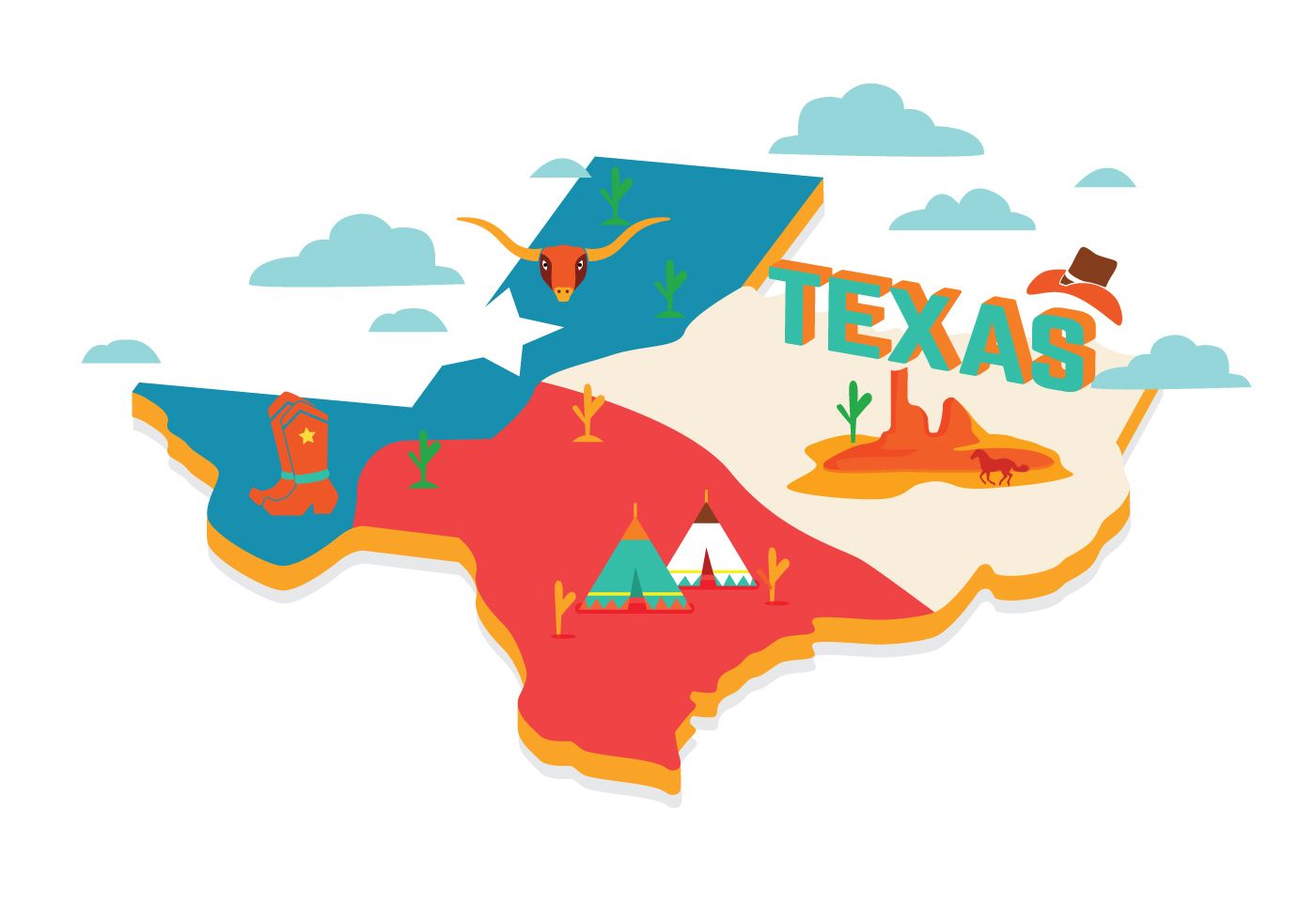 1400x980 Keywords Texas Map Flag Icons Design Illustration It's A Texas