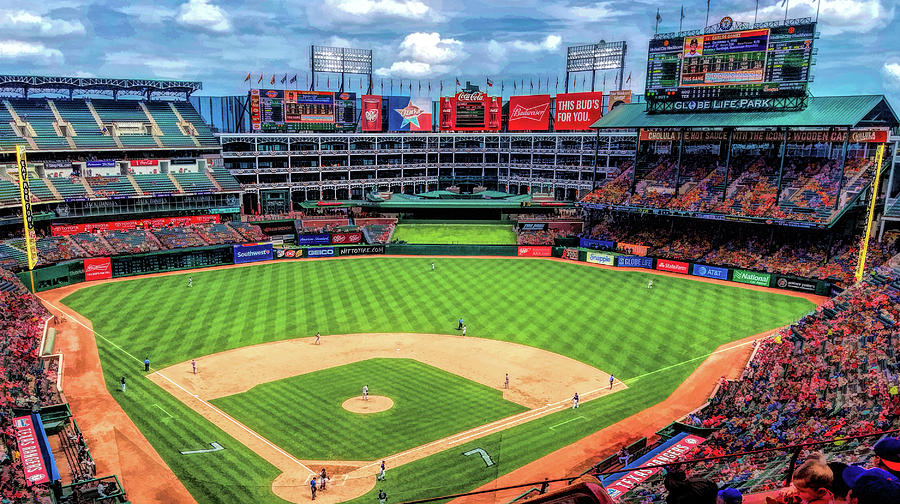 900x504 Globe Life Park Texas Rangers Baseball Ballpark Stadium Painting