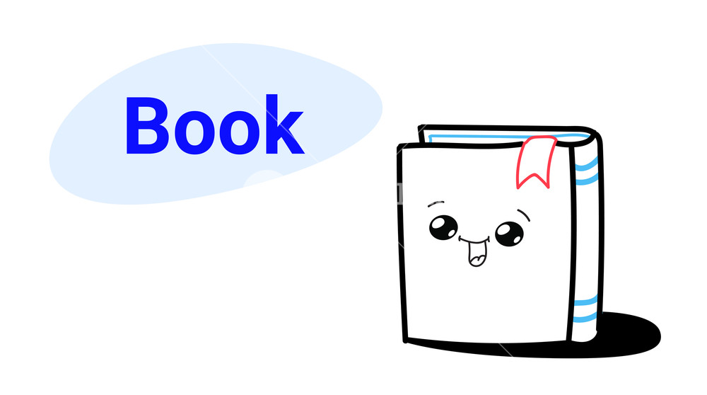 1000x558 Cute Book Cartoon Comic Character With Smiling Face Happy Emoji