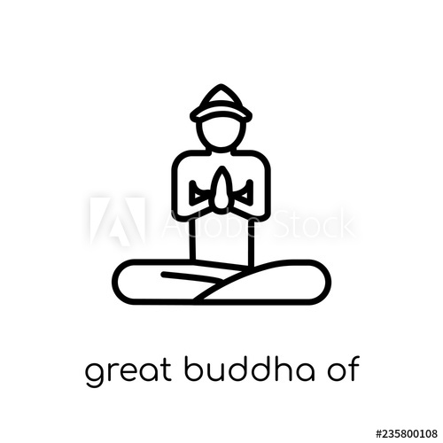 500x500 Great Buddha Of Thailand Icon Trendy Modern Flat Linear Vector