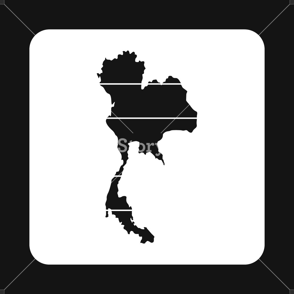 1000x1000 Map Of Thailand Icon In Simple Style Isolated On White Background