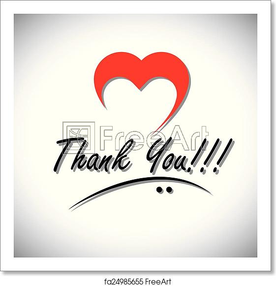 561x581 Free Art Print Of Thank You Handwritten Words Vector With Heart