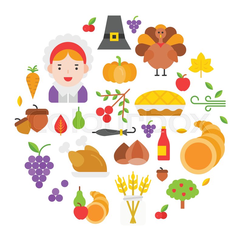 800x800 Thanksgiving Icon Arrange As Circle Stock Vector Colourbox