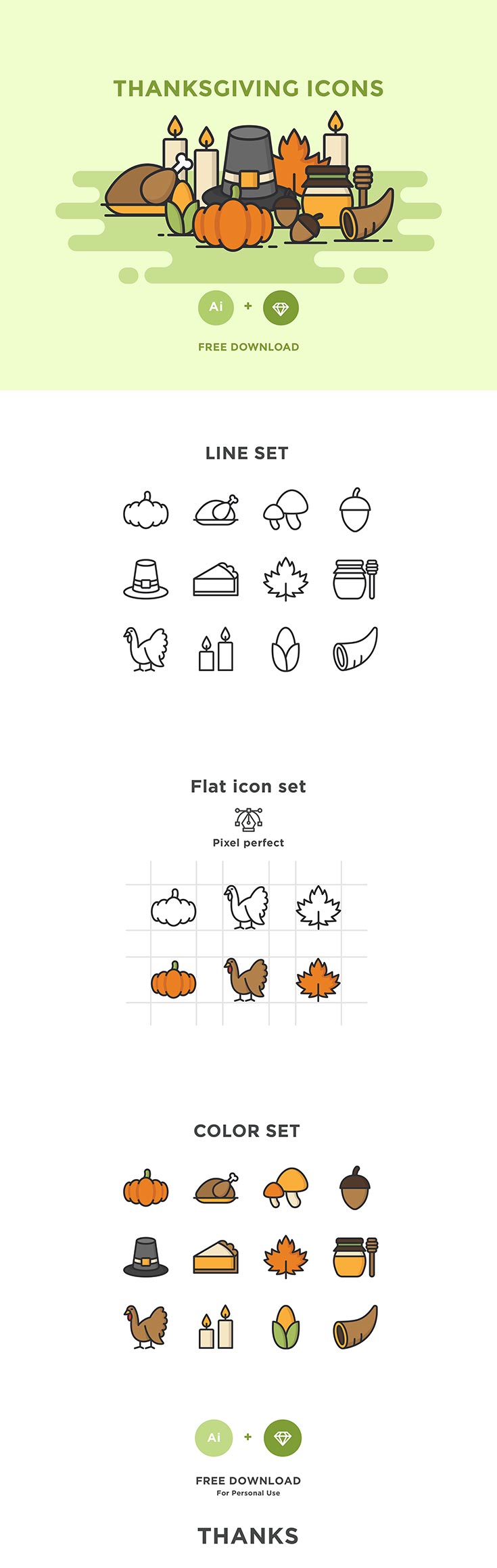 735x2318 Free Thanksgiving Icons Pack
