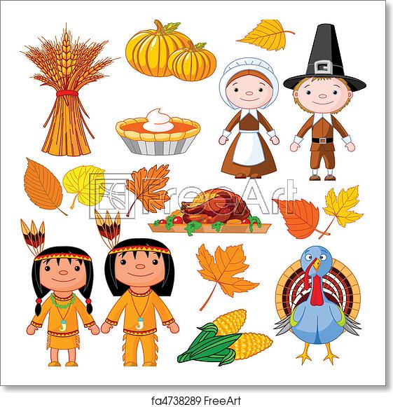 561x581 Free Art Print Of Thanksgiving Icon Set Illustrated Set