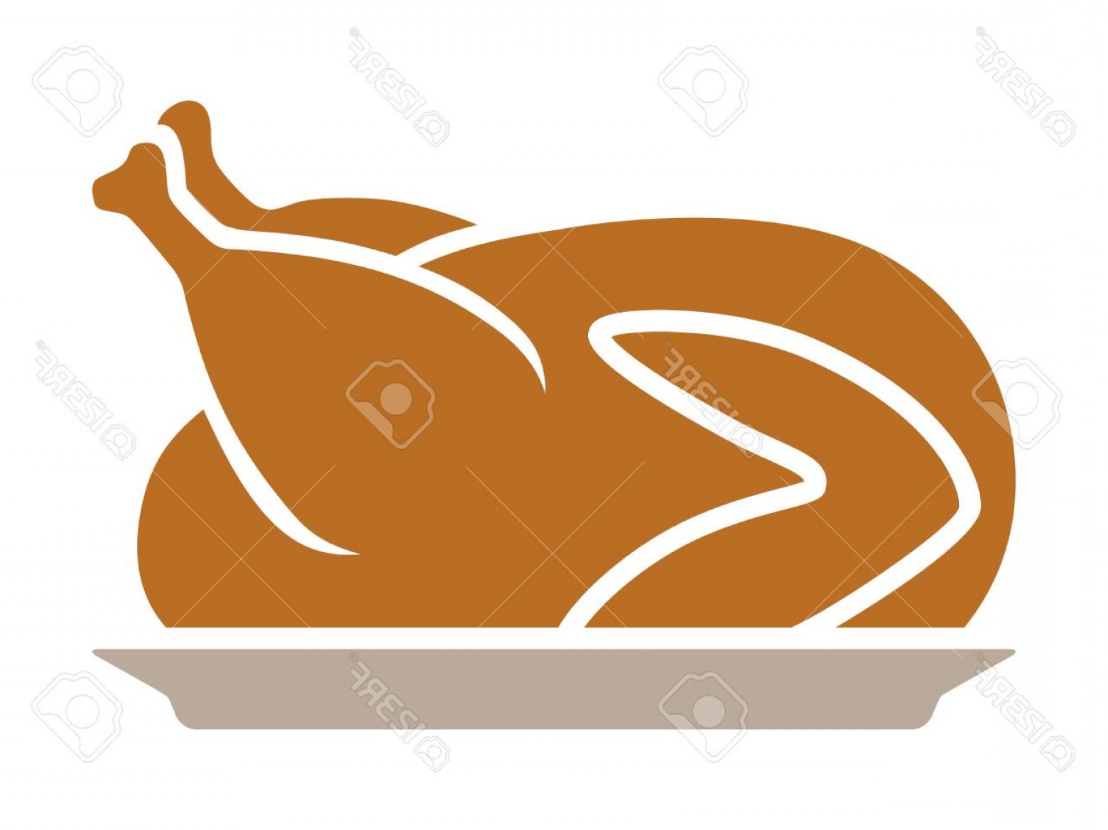 1560x1168 Photostock Vector Thanksgiving Turkey Dinner On A Plate Flat Color