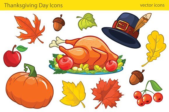 580x385 Thanksgiving Decorative Elements Cartoon Colorful Icons Pumpkin