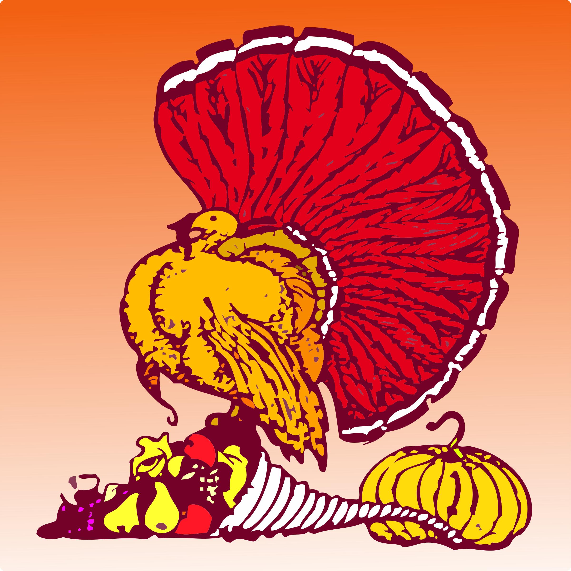 2400x2400 Thanksgiving Turkey And Harvest With Orange Background Icons Png