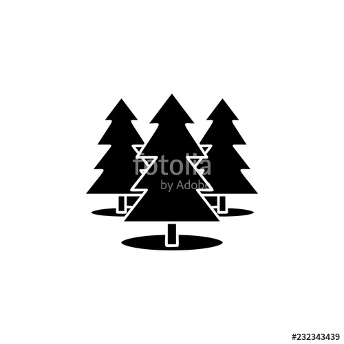 500x500 Three Christmas Trees In The Forest Icon Simple Glyph Vector