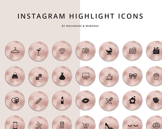 570x454 Instagram Story Highlights Icons, Rose Gold Sparkle Instagram