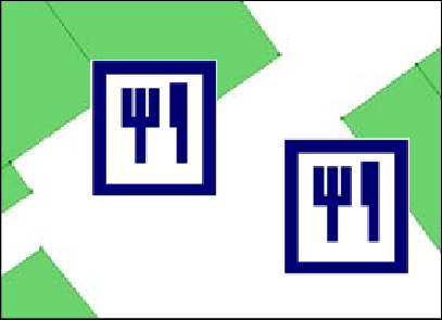 407x295 Two Restaurant Icons Are Positioned On A Simple Map