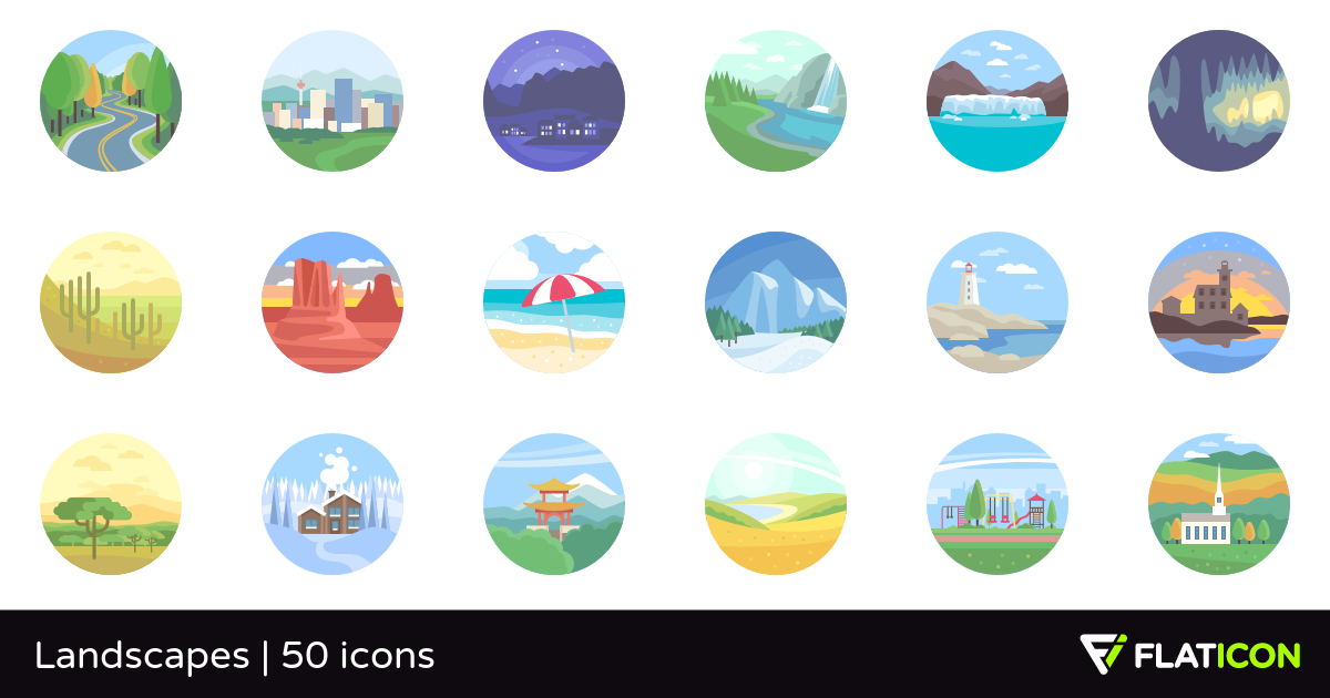 1200x630 Premium Vector Icons Of Landscapes Designed