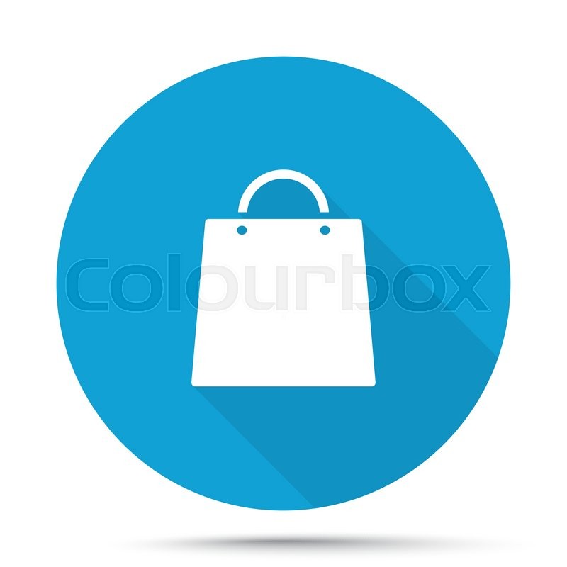 800x800 White Shopping Bag Icon On Blue Button Stock Vector Colourbox