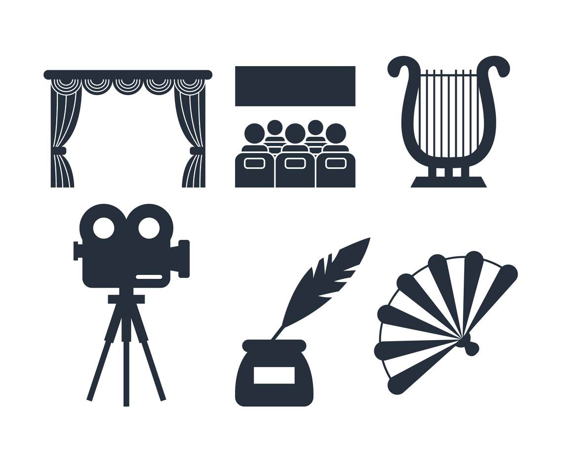 1136x936 Theater Icon Set Vector Art Graphics