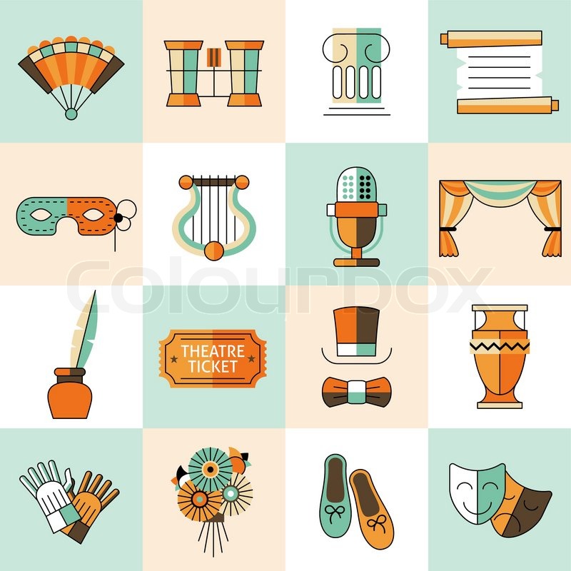 800x800 Theatre Acting Performance Icons Flat Stock Vector Colourbox