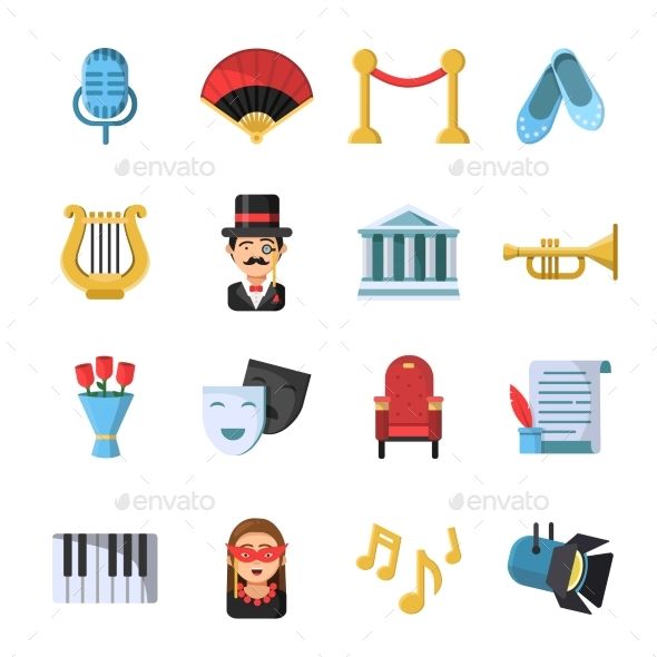 590x590 Culture Symbols Masks And Others Theatre Icon Set Vector Theater